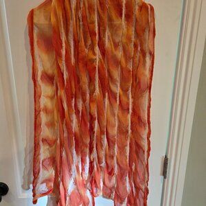 NEPALI Silk and Merino Scarf, Orange
